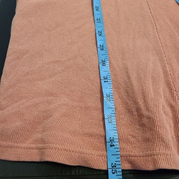 Vintage 90s Salmon Pink Ribbed Short Sleeve Skater Dress L - Picture 8 of 10